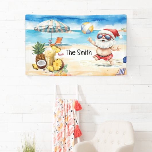 Zomer Kerstmis in juli Sinterklaas op het strand Spandoek (Insitu)