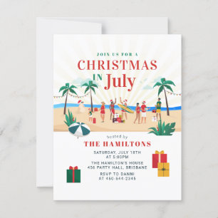 Zomer Kerstmis in uitnodiging van juli