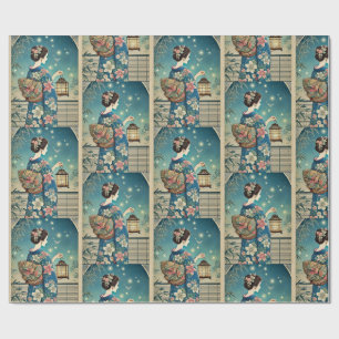 zomer kimono & vuurvliegen cadeaupapier