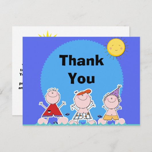 Zomer Kinder Pool Party Verjaardag Bedankt Briefka Briefkaart (Voorkant / Achterkant)
