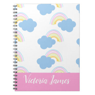 Zomer Kinderen Regenboog en Wolken Patroon Naam Notitieboek