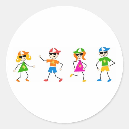 Zomer Kinderen Ronde Sticker (Voorkant)