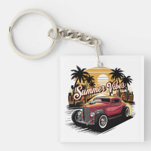 Zomer Klassieke Auto Sleutelhanger