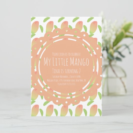 Zomer Kleine Mango Tropische Uitnodiging (Staand voorkant)