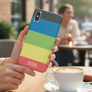 Zomer-kleurenbalkdagen kleurenblokmonogram iPhone x hoesje