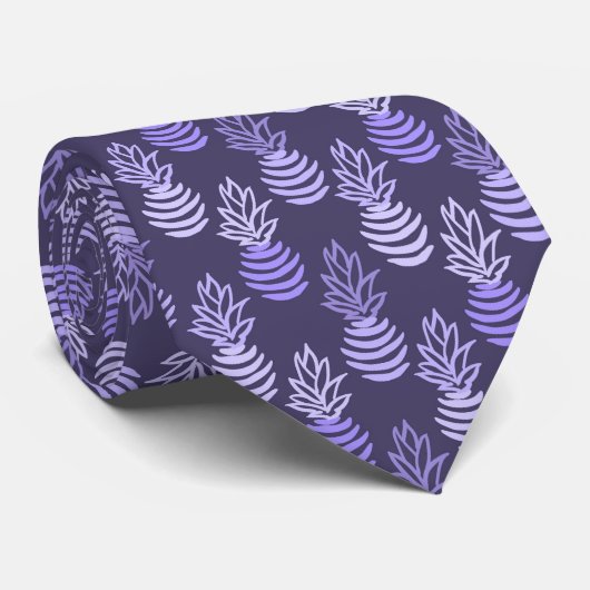 Zomer kleurrijke ananas vrucht blauw patroon stropdas (Opgerold)