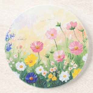 Zomer. Kleurrijke bloemen. Kunst. Zandsteen Onderzetter