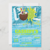 Zomer kokosnoot Verjaardag Pool Party Kaart (Voorkant)