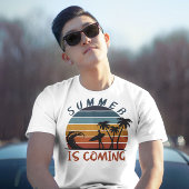 Zomer komt 70s Stripe palmboom T-shirt