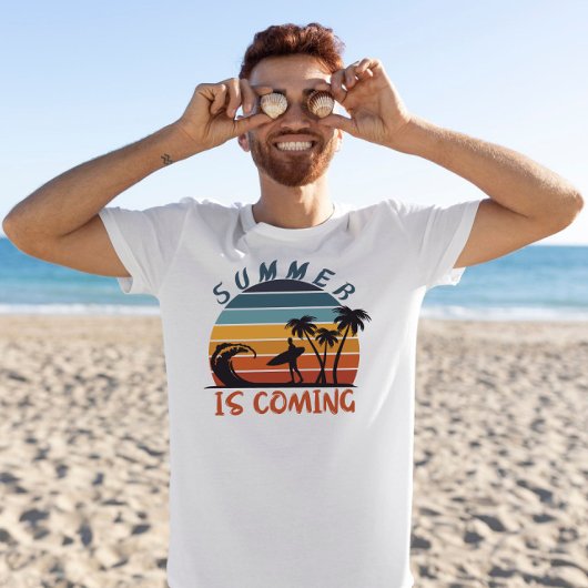 Zomer komt 70s Stripe palmboom T-shirt