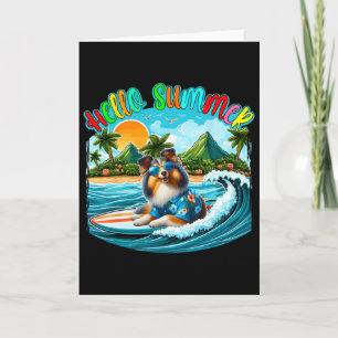 Zomer Kostuum Sheltie Zonnebril Surfen Op Strand S Kaart