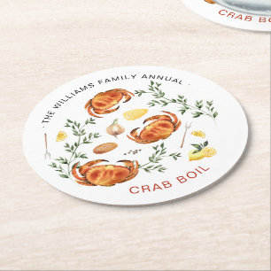 Zomer Krab Boil Low Country Boil Picknick Ronde Kartonnen Onderzetter