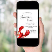 Zomer-kuststrand rode kreeft wit kaart