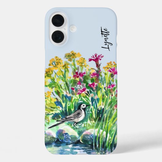 Zomer, kwikstaart, wilde bloemen Case-Mate iPhone case (Achterkant)