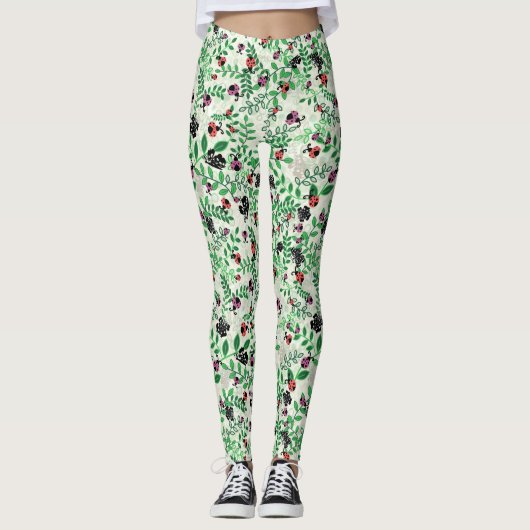 Zomer - Lady Bugs, Vlinders en Bladeren Leggings (Voorkant)