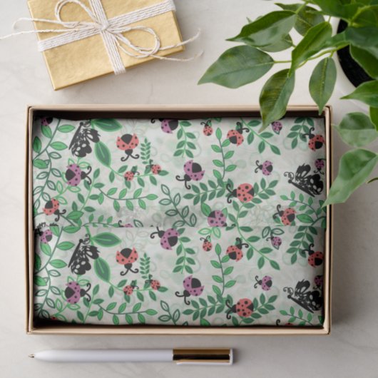 Zomer - Lady Bugs, Vlinders en Bladeren Tissuepapier (Geschenk)