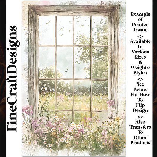 Zomer Landschap & Hout Venster AN6 Decoupage Tissuepapier