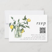 Zomer Lemon Arrangementen en QR Code RSVP Kaartje (Voorkant)