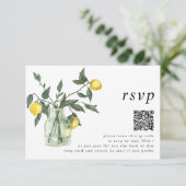 Zomer Lemon Arrangementen en QR Code RSVP Kaartje (Staand voorkant)