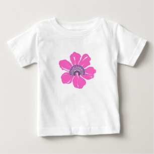 Zomer leuk baby t-shirt met roze bloem