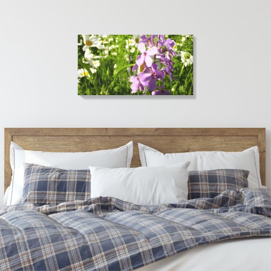 Zomer Lila en Daisies Canvas Afdruk (Insitu (Slaapkamer))