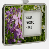 Zomer Lila en Daisies Verzilverd Kader Ornament (Rechts)