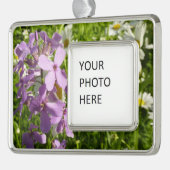 Zomer Lila en Daisies Verzilverd Kader Ornament (Links)