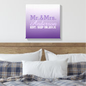 Zomer lila Ombre paarse bruiloft Mr en Mrs Canvas Afdruk (Insitu (Slaapkamer))