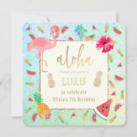 Zomer Luau feest Kaart (Voorkant)