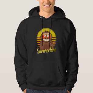 Zomer Luiaard Retro Zonsondergang Strand Vakantie Hoodie