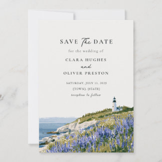 Zomer Lupine Weide Maine Kust Zeekant Trouwen Save The Date