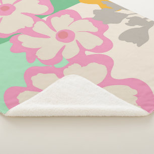 Zomer Madeliefjes Kleurblokken Modern Bloemmotief Sherpa Deken