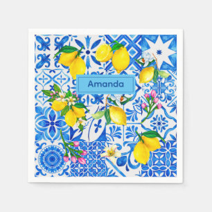 Zomer majolica blauw Siciliaanse citrus Mediterraa Servet
