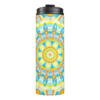 Zomer Mandala Reizen Helder Geel Oranje Boho Thermosbeker