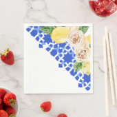 Zomer Mediterrane blauwe tegel en citroenen print Servet (Insitu)
