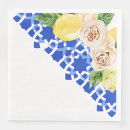 Zomer Mediterrane blauwe tegel en citroenen print Servet