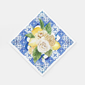 Zomer mediterrane citroen en bloemen tegel servet (Hoek)