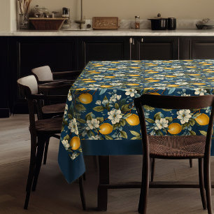 Zomer Mediterrane gele citroenen marineblauw Tafelkleed