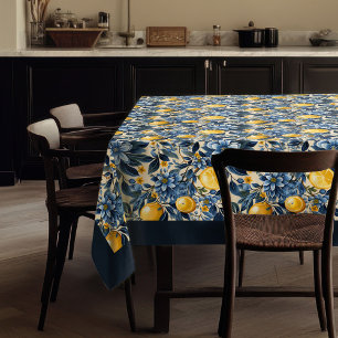Zomer Mediterrane gele citroenen marineblauw Tafelkleed