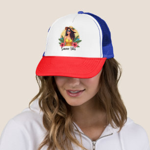 Zomer Meisje Tropische Zonsondergang Stijl Hoed Trucker Pet