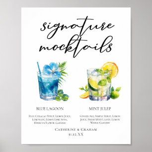 Zomer Menu met handtekening mocktails bij het zwem Poster