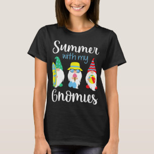 Zomer met mijn Gnomies Cute Garden Gnomes Family V T-shirt