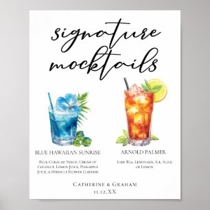 Zomer Mocktails Blauw Hawaïaans Arnold Palmer Menu Poster