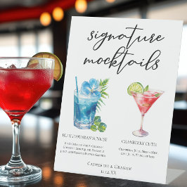 Zomer Mocktails Blauwe Hawaiaanse Cranberry Cutie Reclamebord Met Voetstuk