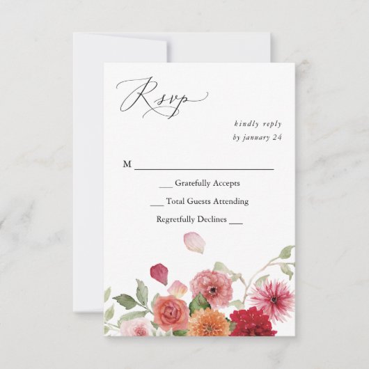Zomer Multi Kleur Bloemen Geen Maaltijd RSVP Kaartje (Voorkant)