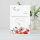 Zomer Multi Kleur Bloemen Geen Maaltijd RSVP Kaartje (Staand voorkant)