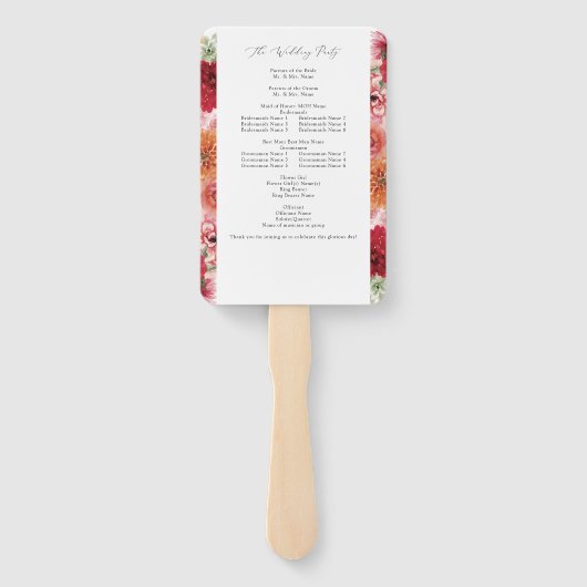 Zomer Multi Kleur Bloemen Trouwprogramma Handwaaier (Achterkant)