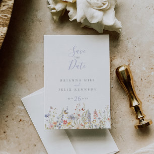 Zomer Multicolor Wildflower Bewaar de datum Briefkaart