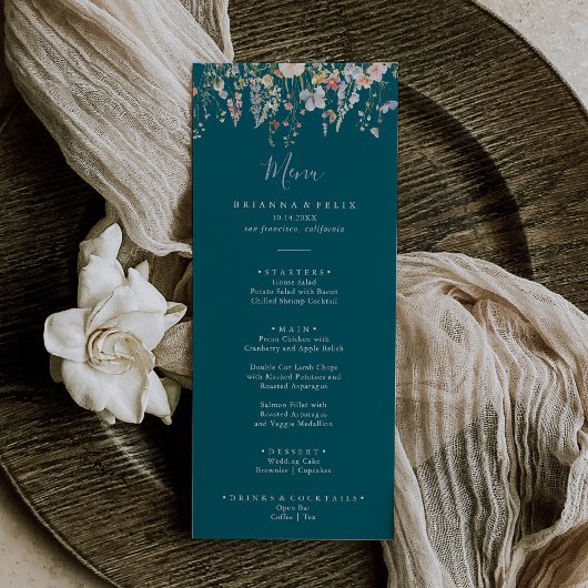 Zomer Multicolor Wildflower Green Dinner Menu