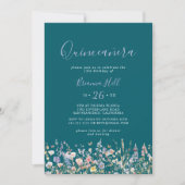 Zomer Multicolor Wildflower Green Quinceañera Kaart (Voorkant)